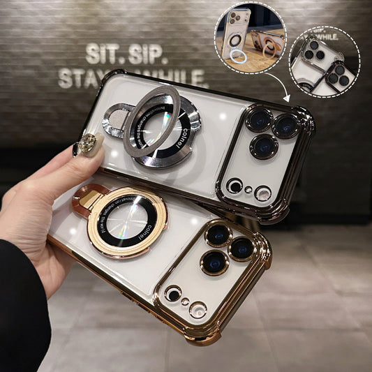 🔥New In Phone Case for iPhone 17 Series - Four Corners Air Cushion Anti-fall Case for iPhone with Invisible Ring Stand