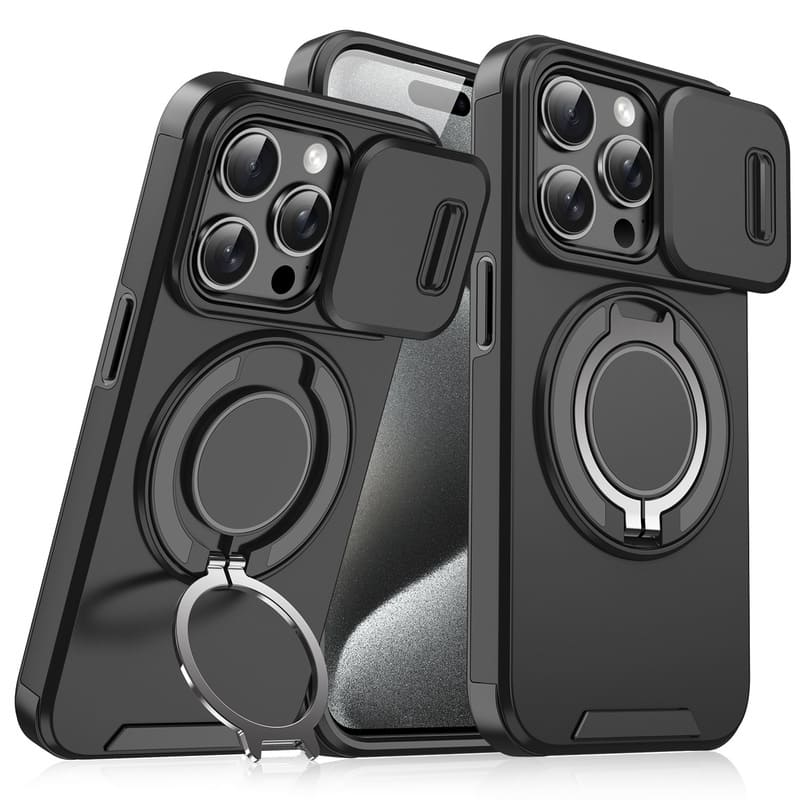 "ChubbyArmor 2.0" Military-Grade Shockproof Magnetic Case with Camera Slide & 360° Kickstand Ring