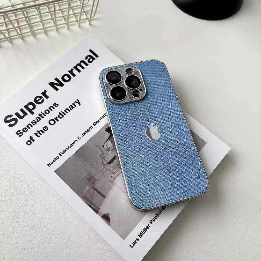 High-grade Fine Hole Electroplated Denim Pattern iPhone Case