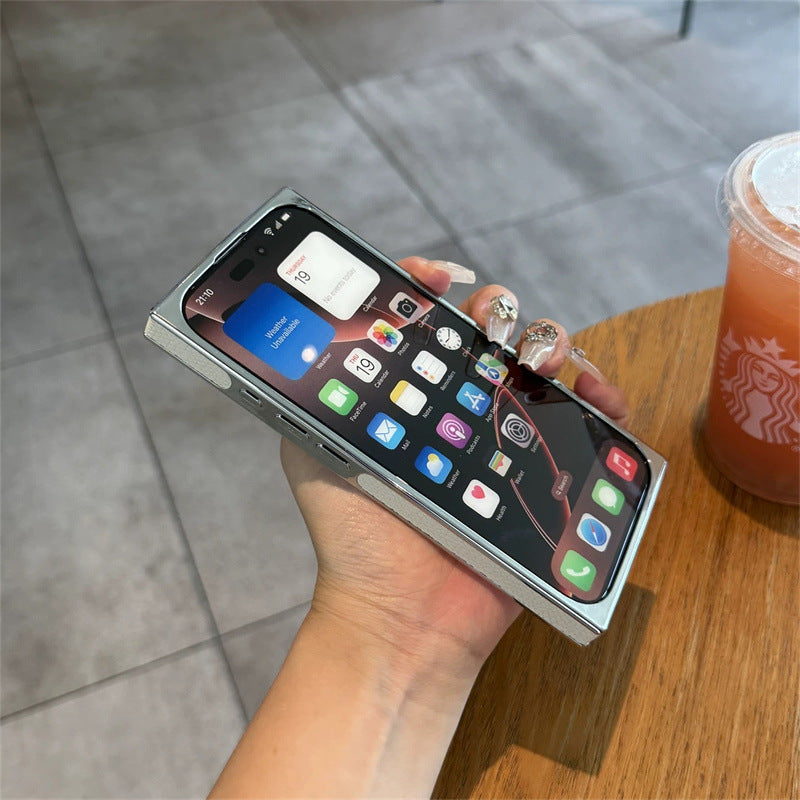 Premium Square Litchi Leather iPhone Case