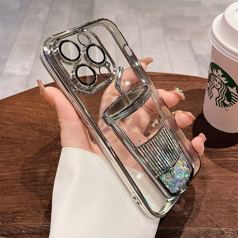 Glitter quicksand milk tea cup mobile iPhone case