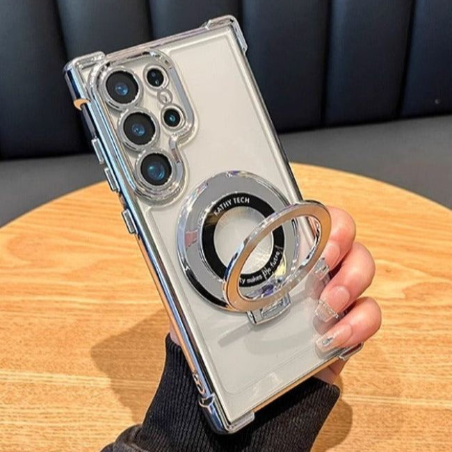 Translucent Magnetic Phone Cases with Stand and Corner Cushions for Galaxy Series