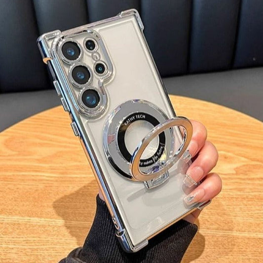 Translucent Magnetic Phone Cases with Stand and Corner Cushions for Galaxy Series