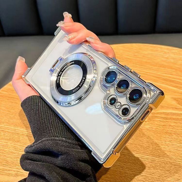 Translucent Magnetic Phone Cases with Stand and Corner Cushions for Galaxy Series